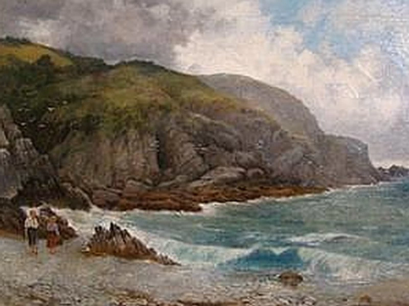 1823-Edwin Edwards - Paesaggio marino con bambini